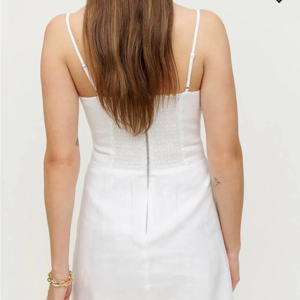 Reformation huckleberry white linen summer dress NWT size 8 - Picture 8 of 15